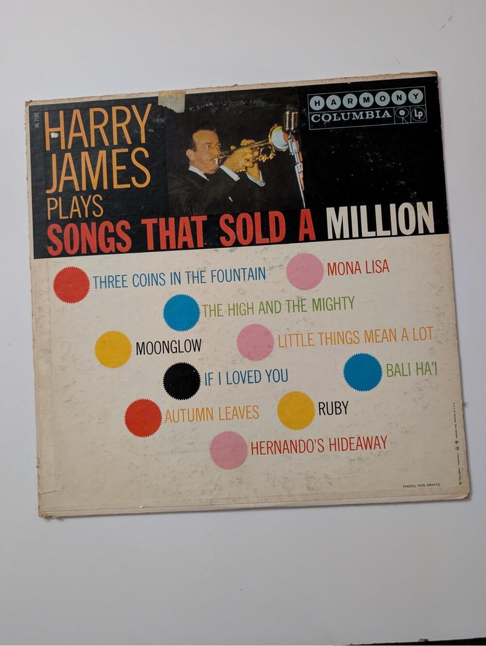 HARRY JAMES PLAYS SONGS THAT SOLD A MILLION VINYL LP COLUMBIA VG 72